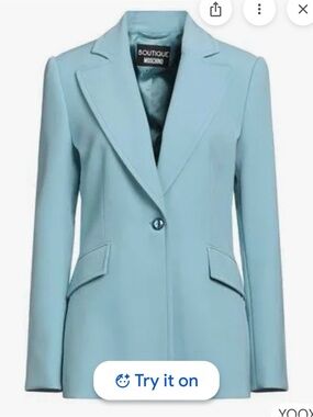 Boutique Moschino Light Blue Single-Button Tailored Blazer